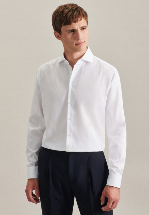 Bügelfreies Oxfordhemd in Shaped mit Kentkragen Uni
