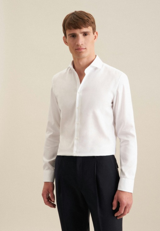 Bügelfreies Oxfordhemd in Slim mit Kentkragen Uni