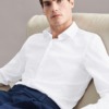buegelfreies popeline business hemd in shaped mit kentkragen uni 24