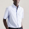 buegelfreies struktur kurzarm business hemd in regular mit kentkragen uni 17