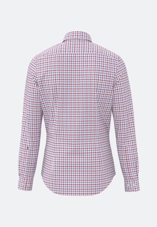 Bügelfreies Twill Business Hemd in Shaped mit Button-Down-Kragen Karo