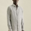 leinen business hemd in shaped mit kentkragen druck