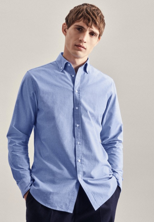 Oxford Business Hemd in Shaped mit Button-Down-Kragen Uni