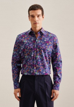 popeline business hemd in regular mit kentkragen floral 1