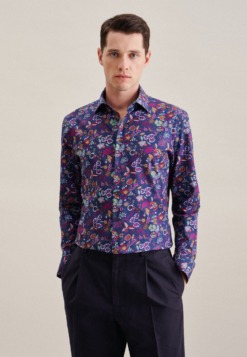 popeline business hemd in shaped mit kentkragen floral 1